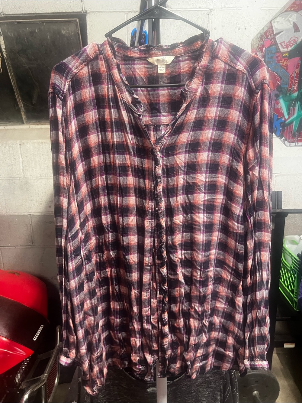 Terra & Sky Pink and Black Plaid Button-Down Shirt